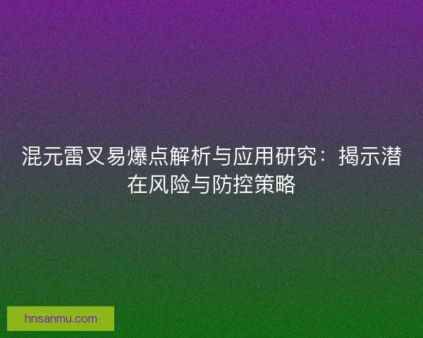 混元雷叉易爆点解析与应用研究：揭示潜在风险与防控策略