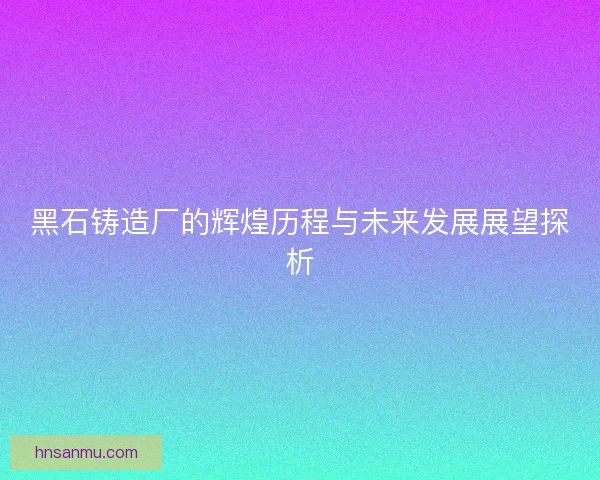 黑石铸造厂的辉煌历程与未来发展展望探析