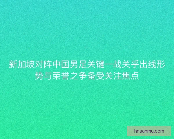 新加坡对阵中国男足关键一战关乎出线形势与荣誉之争备受关注焦点