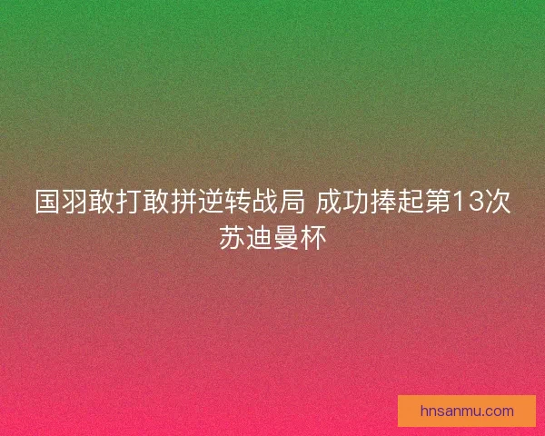 国羽敢打敢拼逆转战局 成功捧起第13次苏迪曼杯