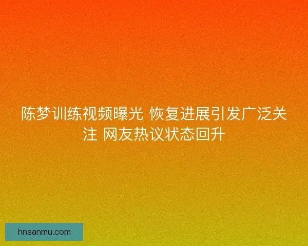 陈梦训练视频曝光 恢复进展引发广泛关注 网友热议状态回升